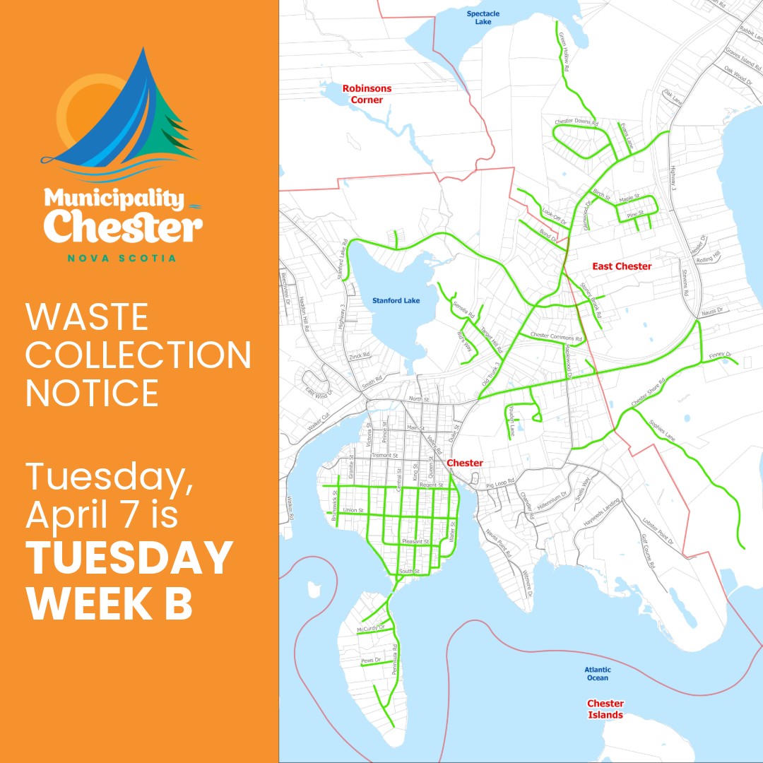 Map of collection route for Tuesday Week B
