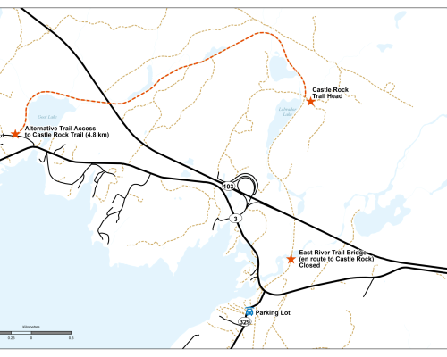 Map indicating route from Goat Lake to Castle Rock