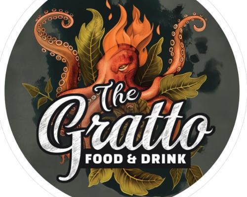 Logo of the Gratto with an octopus on a black circle