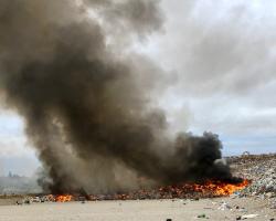 Fire blazing at landfill site