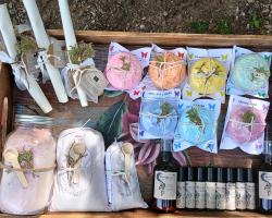 Root and Rise Collection of Self-Care products: Izzy's Fizzy's Magic and Medicine 7 Chakra Reiki Bath Bombs and Crumble, Magnesium Spray, Fire Whispers, Moon Mist Rollers