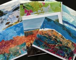 photo of multiple mixed media art cards